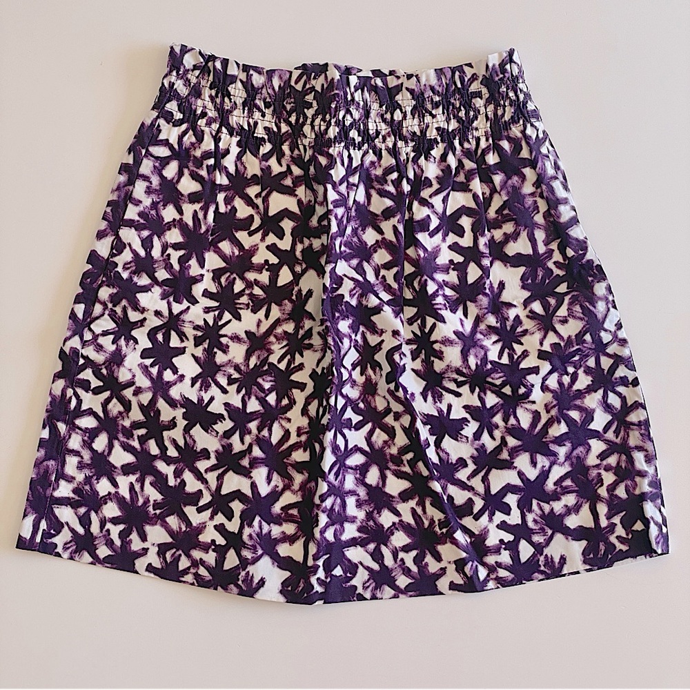 NWT 2011 4 J.Crew Purple Star White Elastic Waist Pull On Skirt Pockets Cotton